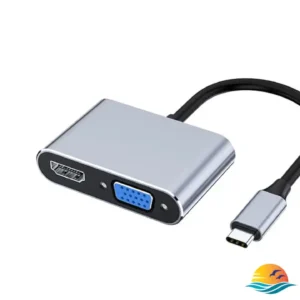 : USB-C to HDMI VGA Adapter, 4 In 1 USB-C Hub with 4K HDMI/VGA/PD 100W/USB 3.0, USB Type-C Splitter Adapter for MacBook Pro/Air, Samsung, Dell, HP, Chrome, Pixel, Nintendo, etc. Model: K401 0434