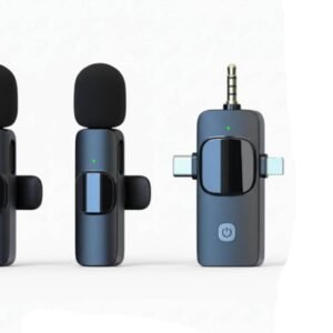 Wireless Lavalier Microphone with Type-C & 3.5mm Receiver – Dual Mic for Smartphone, Camera & Laptop – Noise Reduction – Black