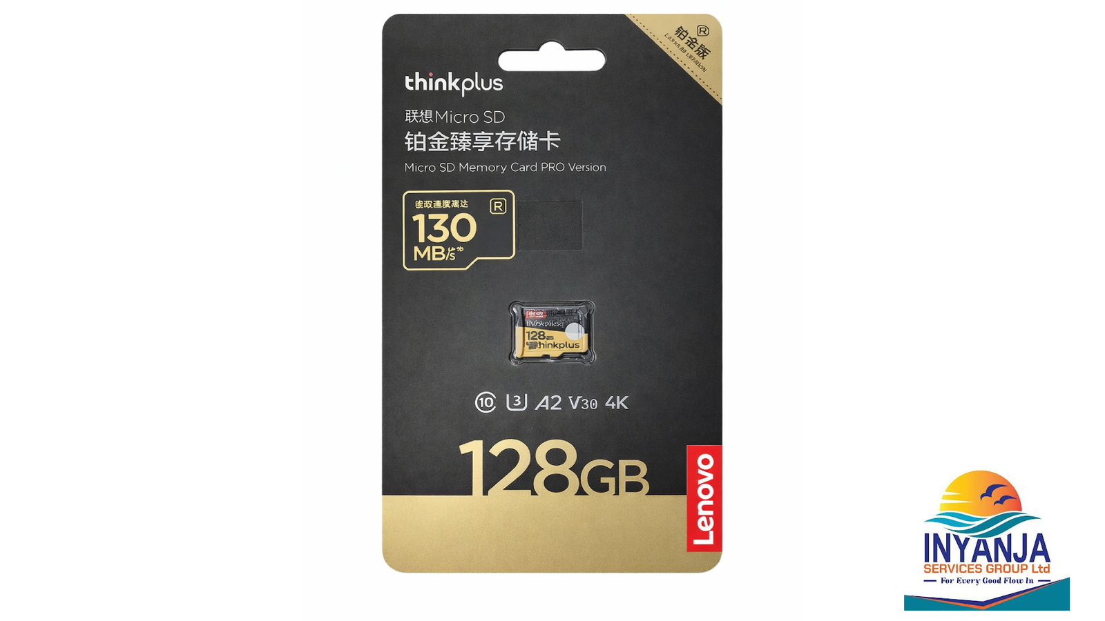 Lenovo ThinkPlus 128GB MicroSD Card PRO Version – 130MB/s UHS-I U3 A2 V30 4K Ultra HD Memory Card