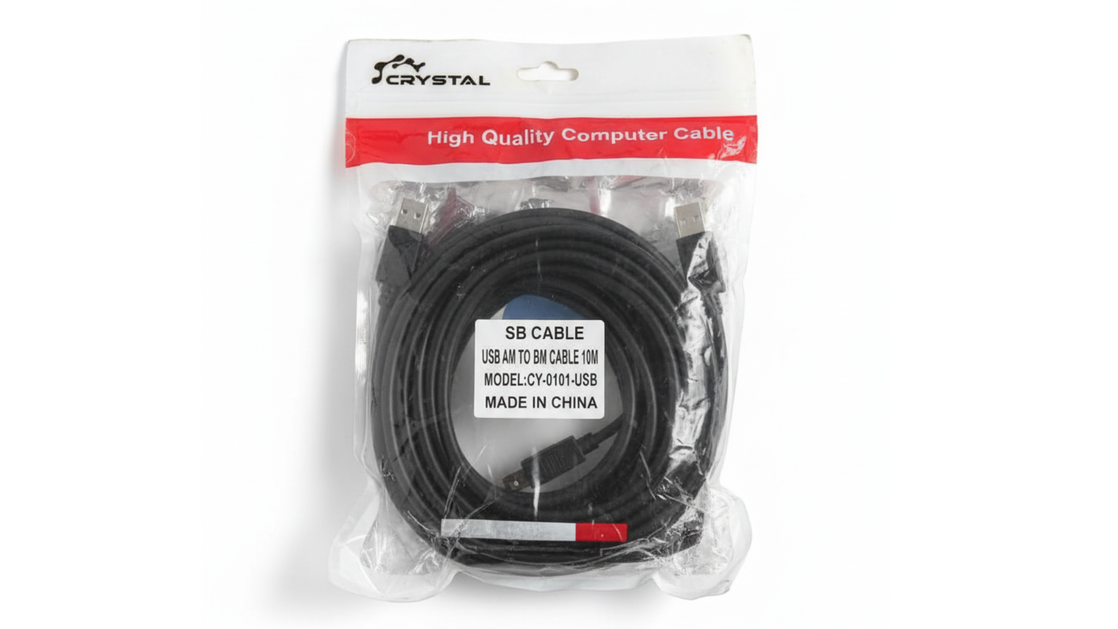 Crystal USB 2.0 Extension Cable Male to Female – 10 Meters, Black – High-Speed Data Transfer