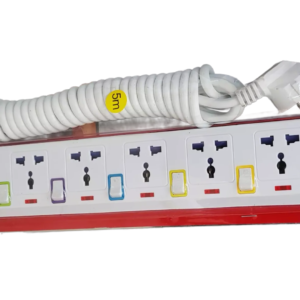 KADRIS 6-Way Heavy Duty Extension Power Strip – Universal Sockets, Individual Switches (5Meters Cable)