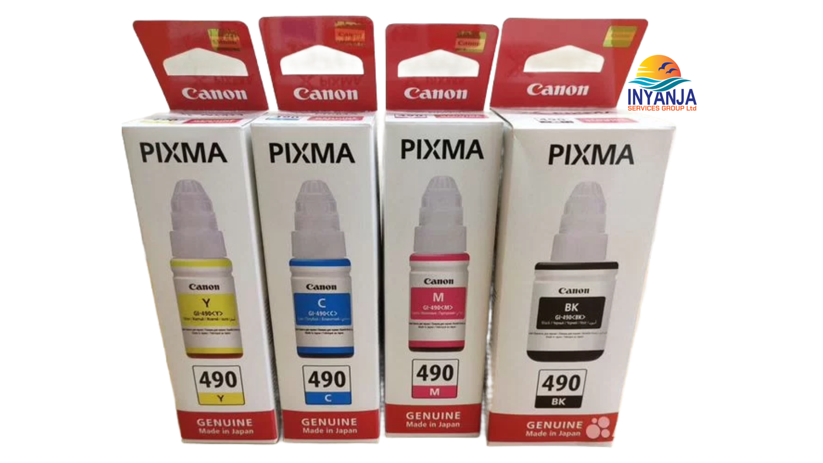 Canon GI-490 Ink Bottles BK C M Y | Genuine PIXMA MegaTank Refill Ink Set Canon PIXMA G1400 / G1410 / G1411 Canon PIXMA G2400 / G2410 / G2411 Canon PIXMA G3400 / G3410 / G3411 Canon PIXMA G4400 / G4410 / G4411/ G1040 / G2040 / G3040 / G4040 G1410 / G2410 / G3410 / G4410