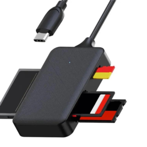 4-in-1 USB / USB-C OTG Card Reader – Multi Memory Card Adapter (0.15m Cable)