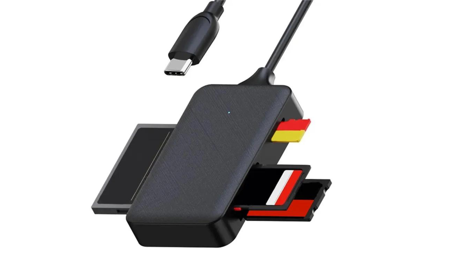 4-in-1 USB / USB-C OTG Card Reader – Multi Memory Card Adapter (0.15m Cable)