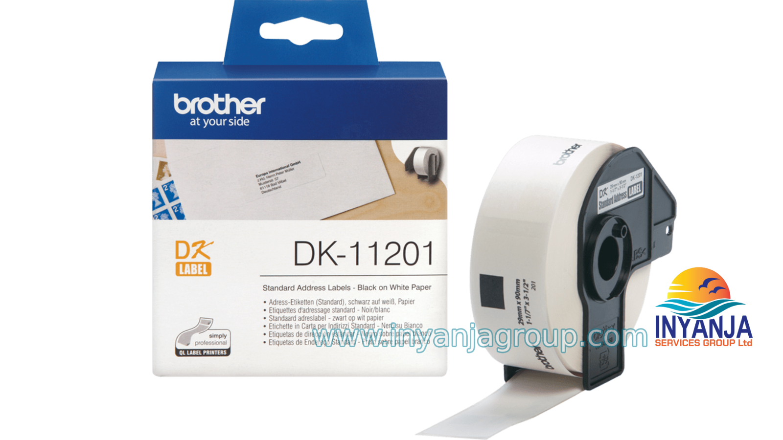 Genuine Brother DK-11201 Label Roll – Black on White, 29mm x 90mm